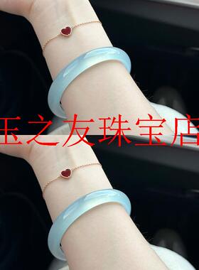 肆玖精选渐变奶蓝色玛瑙手镯女款古风年轻气质少女玉髓镯子送礼品