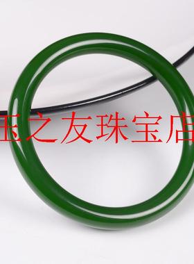 新疆和田玉碧玉细条手镯女款老坑美人条小众少女感菠菜绿圆条玉镯