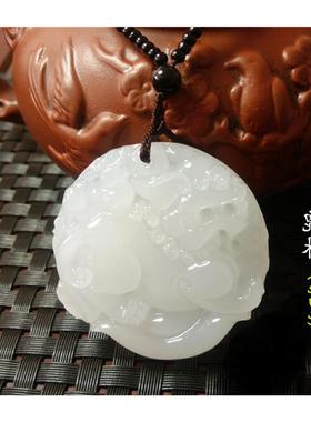 新疆和田青白玉佩麒麟元宝貔貅龙凤山水观音吊坠鸳鸯情侣项链挂件