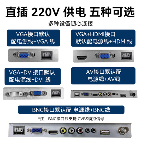 内置电源台式电脑显示器bnc监控av高清15 17 19英寸正方形屏幕dvi