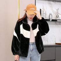 New small fragrant wind gold mink fur leather grass jacket female casual Korean version imitation ferret Mao eco-friendly minke slim and short