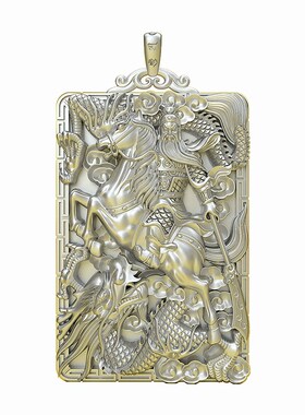 关公银吊坠男士潮人个性霸气龙头银链子项坠挂坠配饰999纯银吊坠