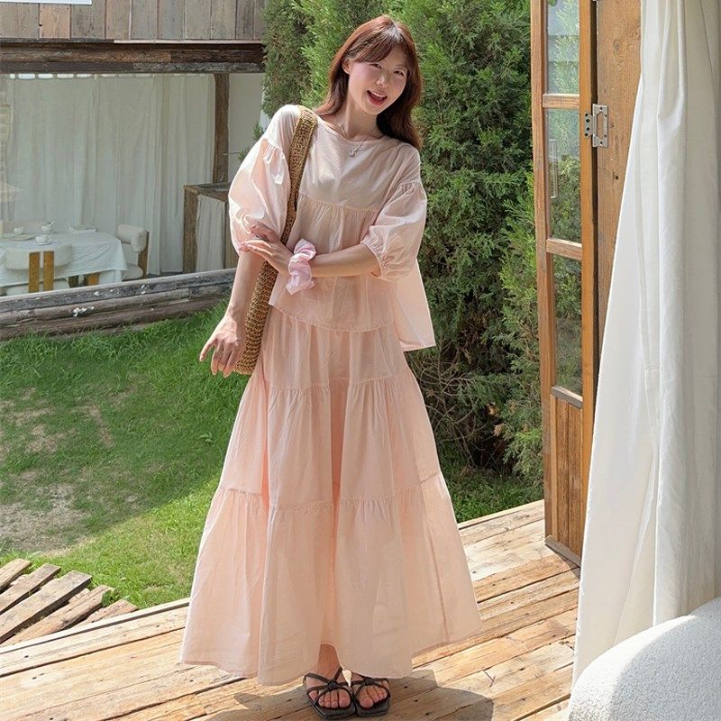 大码女装2025夏季新款胖mm轻盈感粉色防晒娃娃衫+大摆半身裙套装,淘宝优惠券,粉丝福利购,淘宝优惠卷