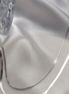 双层蛇骨炼项炼女纯银裸炼叠戴混搭炼条锁骨炼短款颈炼小众设计