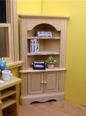 12分娃娃屋微缩模型摆件迷你家具立柜三角柜书柜酒柜厨柜拍摄道具