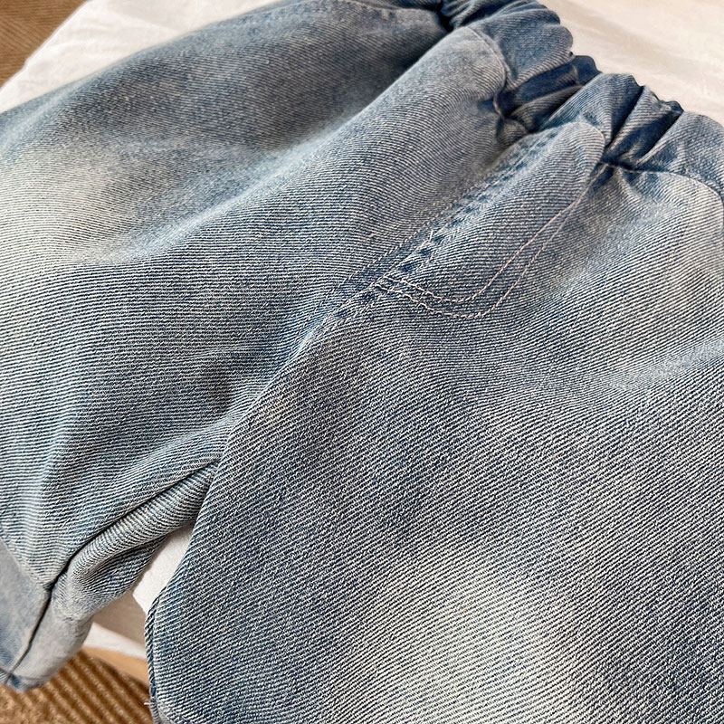 2023秋装新款童装裤子 男童牛仔裤时髦复古小童宽松裤子磨白做旧