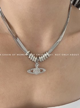 太后家锆石吊坠项链女夏季冷淡风个性百搭配饰2023年新款潮锁骨链
