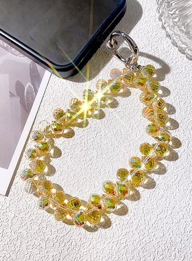 爆闪设计感水晶手机链精致挂件串珠链条手腕挂绳女高端轻奢小众