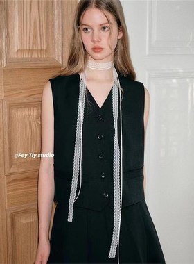 颈部装饰带蕾丝飘带叠戴层次感z设计蕾丝飘带细窄女春夏百搭锁骨