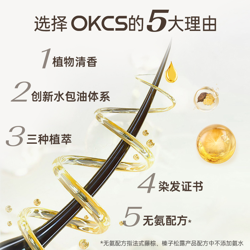 OKCS染发膏植物纯染发剂天然黑茶色遮白发黑色男女官方旗舰店正品-图1