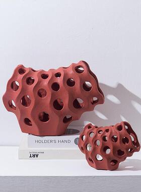 现代简约珊瑚几何摆件酒店前台售楼部书柜客厅样板房树脂软装饰品