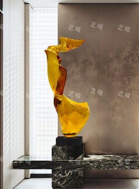 现代抽象透明雕塑样板间客厅电视柜入F户玄关装饰艺术摆件轻奢高