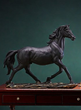 新中式轻奢家居马摆件客厅书房玄关办公博古O架乔迁开业工艺品礼