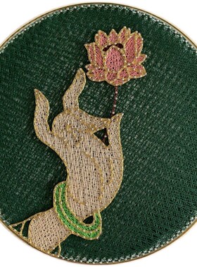 佛手莲花禅意g手工钉子绕线画diy制作送长辈礼物创意新中式装饰画