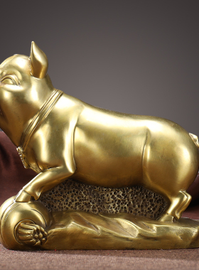 招财纯铜猪摆件大号十二生u肖金猪D家居客厅装饰办公室开业生日礼