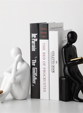 现代简约创意陶瓷人物书档书靠样板房售楼处O桌面书桌软装饰品摆