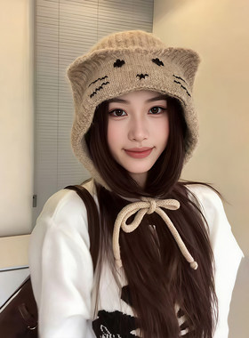 可爱小猫针织帽子女款2026