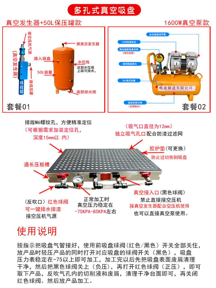 力钧多点式真空吸盘cnc工业破孔智能吸附多孔式无密封条气动吸盘 - 图2