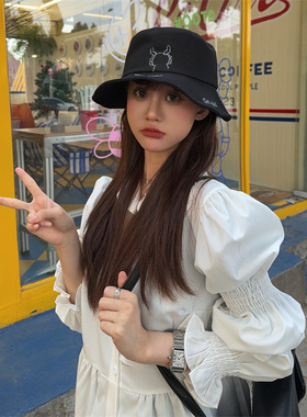 新款韩版龙刺绣渔夫帽女