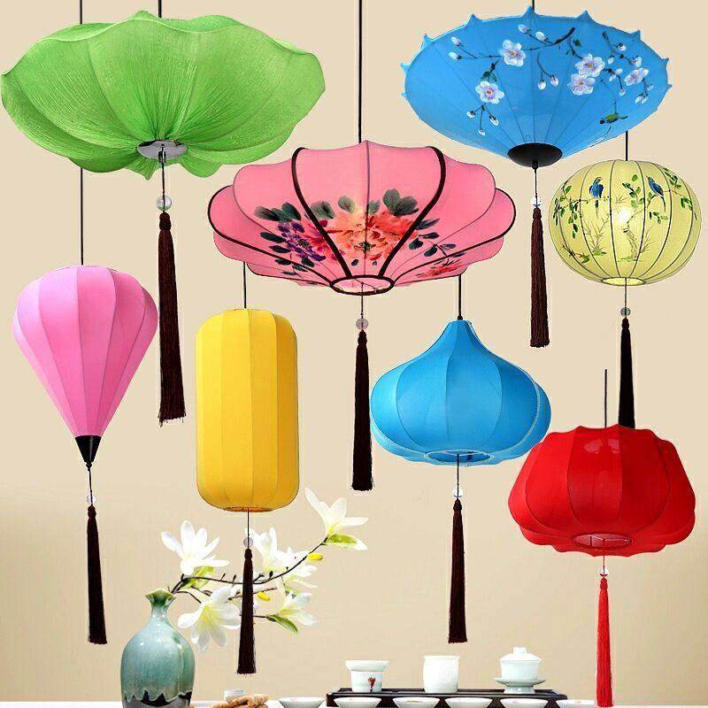 中式布艺吊灯新中式火锅店茶楼灯笼风景区仿古典飞碟灯笼手绘红灯,淘宝优惠券,粉丝福利购,淘宝优惠卷