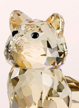 水晶招财猫摆件新年吉祥物旺财办公室桌面M摆件工艺装饰品生日礼