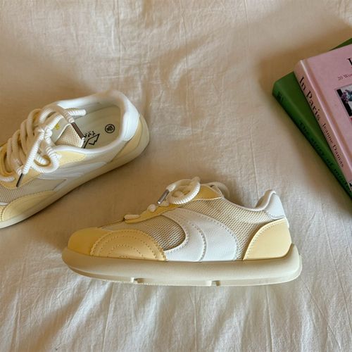林先叁 复古德训休闲板鞋女夏季新款薄款透气百搭网面休闲小白鞋 - 图2