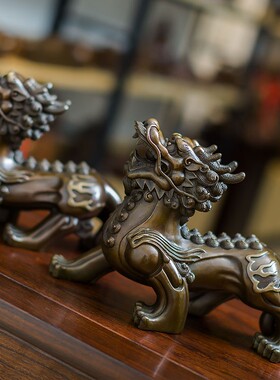 铜貔貅摆件可配一对家居装饰品 办公桌客厅电视柜工艺品 开业礼品