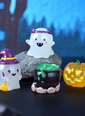 万圣节装饰品南瓜灯布置小摆件道具发光幽灵桌面夜光场地氛围酒吧