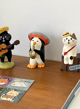 娱乐生活治愈摆件 可爱猫咪桌面氛围感公仔 店面文艺背景墙装饰品