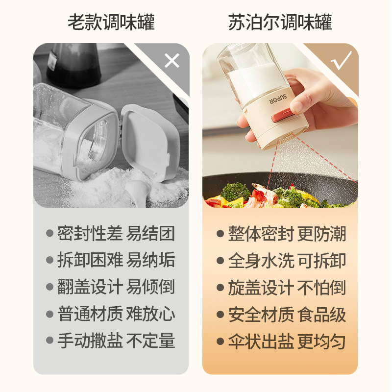 苏泊尔定量盐罐调味瓶罐家用厨房撒盐罐控量神器盒调料罐盒控盐瓶,淘宝优惠券,粉丝福利购,淘宝优惠卷