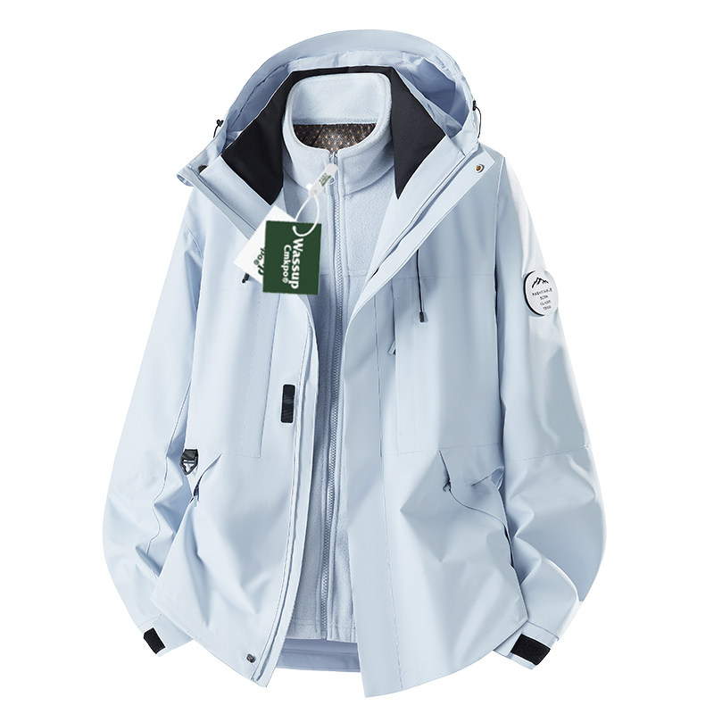 WASSUP CMKPO蓝色冲锋衣外套女2025新款春秋冬季户外三合一登山服,淘宝优惠券,粉丝福利购,淘宝优惠卷