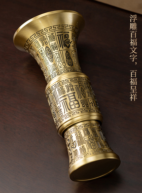 纯黄铜香筒礼佛香竹签香拜拜香桶