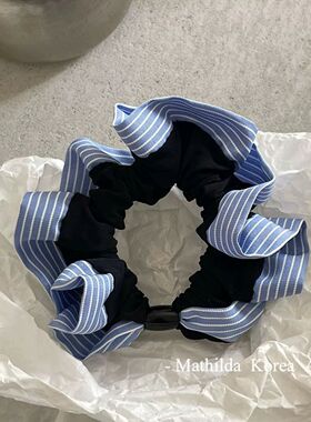 蓝色条纹珍珠小肠发圈发