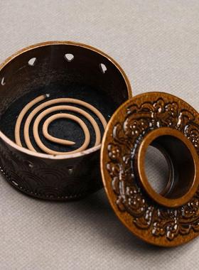 纯铜香筒家用线香插家用便携线香管金箍棒铜卧香筒长款装香器香桶