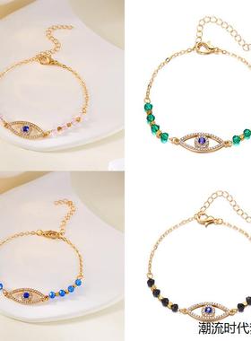 土耳其简约恶魔之眼水晶手链女