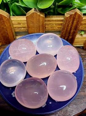 爆款天然粉水晶滚石桌面摆件鱼缸盆景花园装饰境外厂家100克价