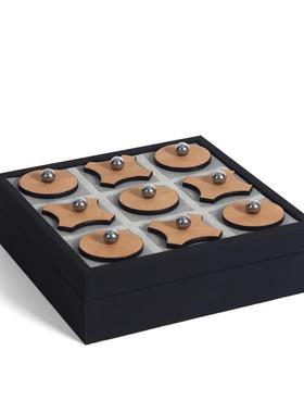 爆款轻奢极简几何皮革棋盘XO九宫格北欧中古风造型设计款装饰艺术