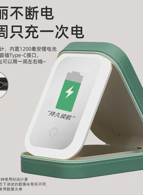多功能LED化妆镜带灯三色可调镜子折叠一体式首饰盒化.妆品收纳盒