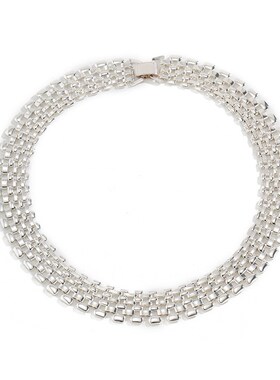 欧美跨境饰e品 夸张大气镂空链条项饰女 朋克嘻哈风银色宽链项链