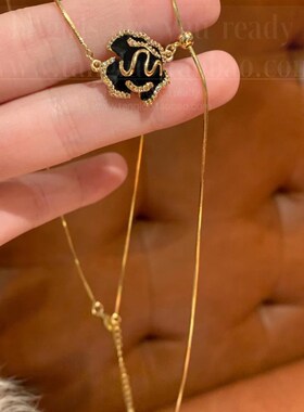 自制 高级感黑玫瑰抽拉项链珍珠流苏长款项链毛衣项链小众设计感