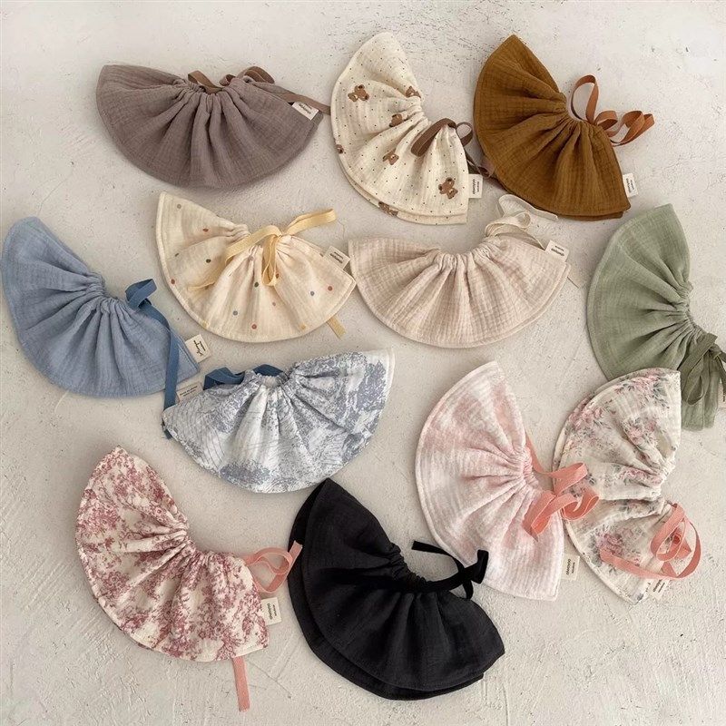 韩国纯棉纱布婴儿口水巾宝宝围嘴围兜加大系带口水兜儿童花瓣假领,淘宝优惠券,粉丝福利购,淘宝优惠卷