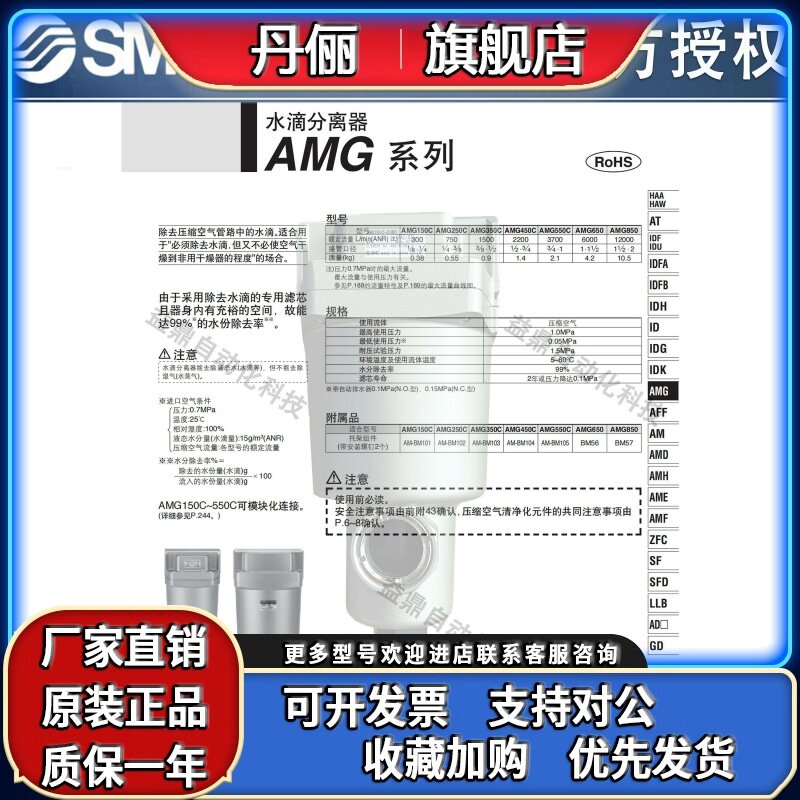 SMC过滤器AM AMG AMD AMH350C 150C 250C-01 02 03 04-R-T BD BC - 图0