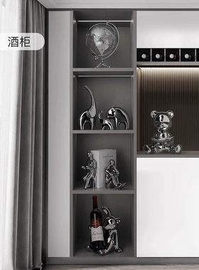 北欧红酒架兔子摆件摆件装饰