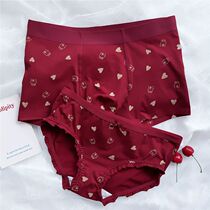 Red Underwear Wedding Couple Red Lingerie Briefs Mens Women Pair Suit New Couples Underwear A Man And Woman