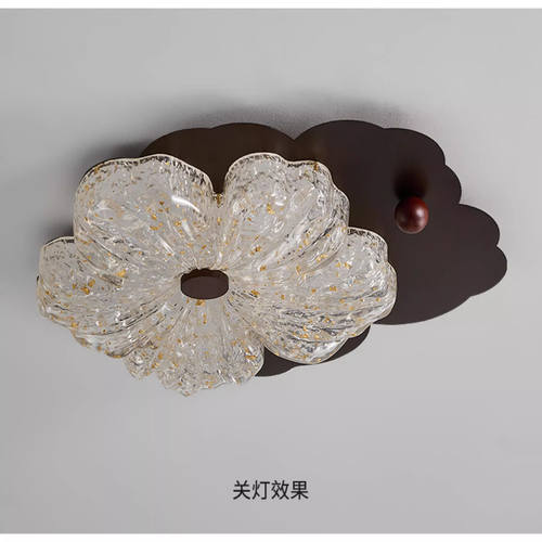 中古风金箔花朵卧室吸顶灯新款美式复古高级感轻奢树脂主卧房间灯 - 图3