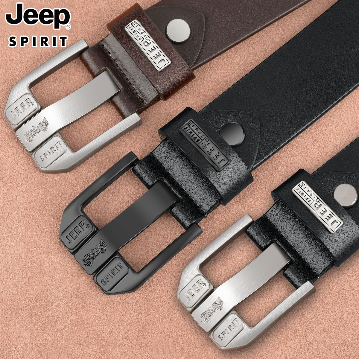 正品JEEP牛皮皮带男士真皮腰带针扣男裤带休闲韩版潮青年,淘宝优惠券,粉丝福利购,淘宝优惠卷