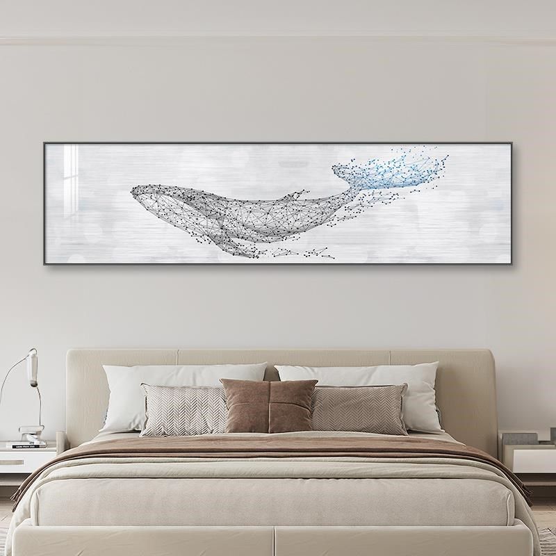 定做鱼鲸卧室高装款饰画级感床挂画新简约现孩代R大男间背房景头,淘宝优惠券,粉丝福利购,淘宝优惠卷