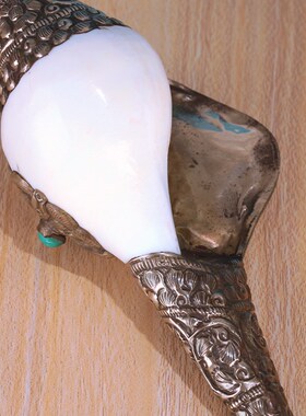 尼泊尔白海螺佛家左旋生物右w旋天然藏式密宗法器家用摆件手工包