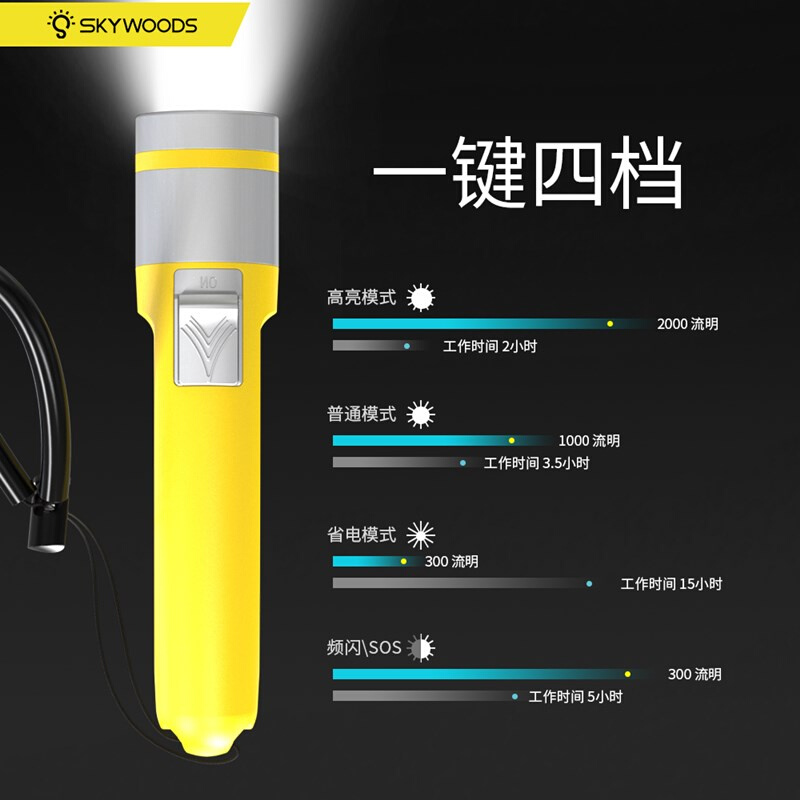 Skywoods水陆两用户外充电2000流明超亮水下潜水手电深潜防水电筒 - 图1