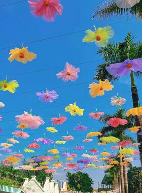 手工丝网花空中花海天幕